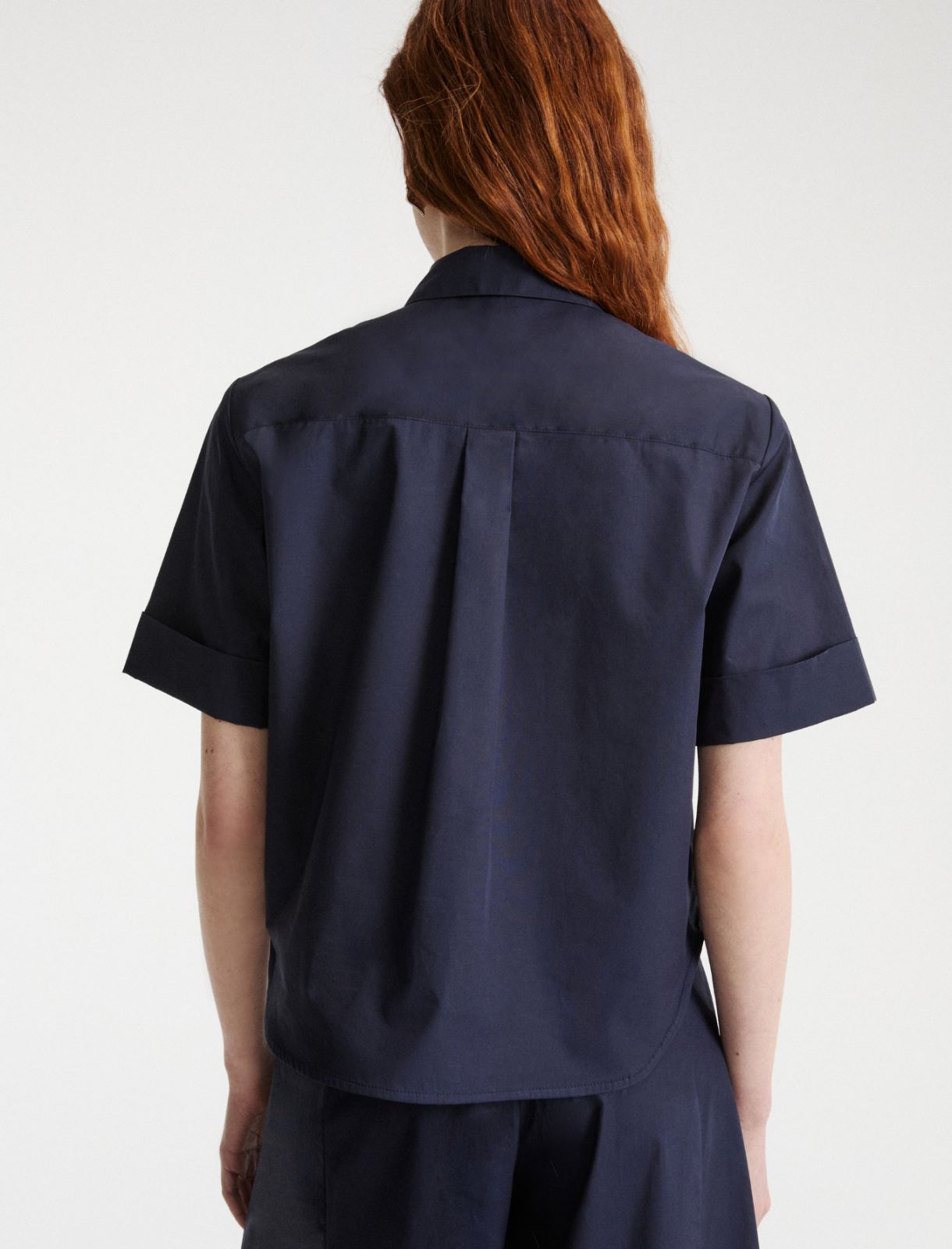 Flared poplin shirt - Navy - Marella - 3