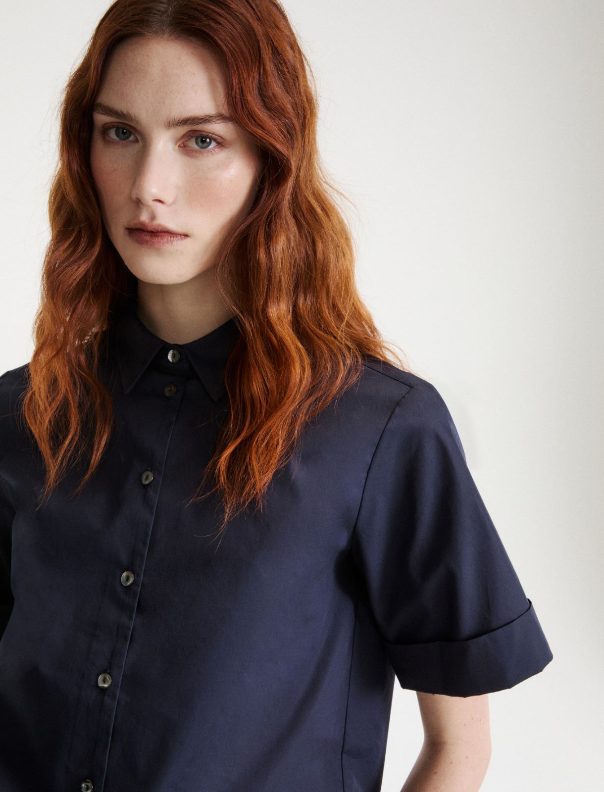 Flared poplin shirt - Navy - Marella - 5