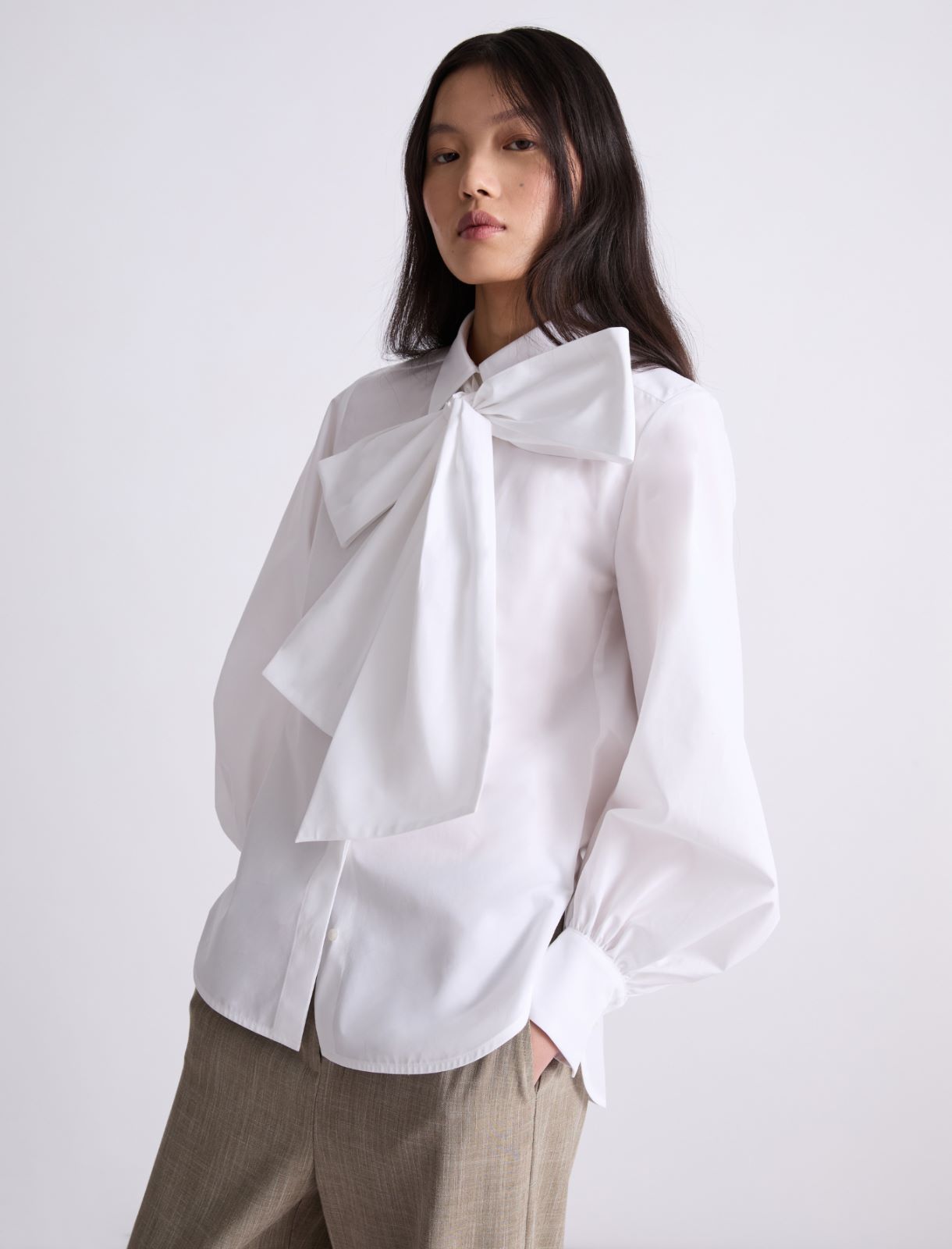 Camicia con fiocco - BIANCO OTTICO - Marella - 4