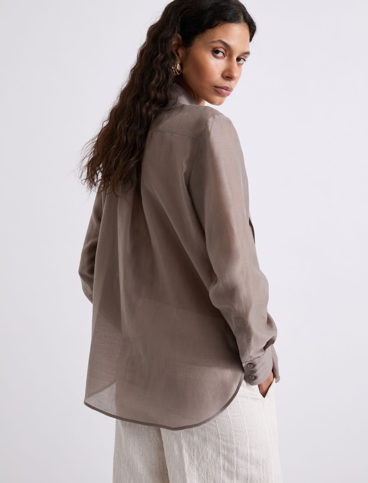 Koszula z organdyny - KAMIENNY - Marella - 3