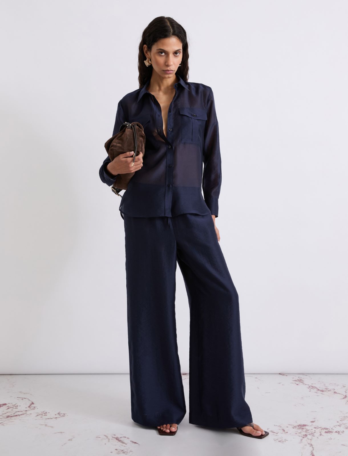 Koszula z organdyny - CIEMNOGRANATOWY - Marella - 2