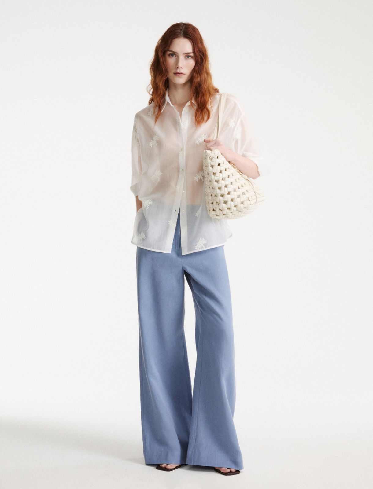 Oversized organza shirt - White - Marella - 2