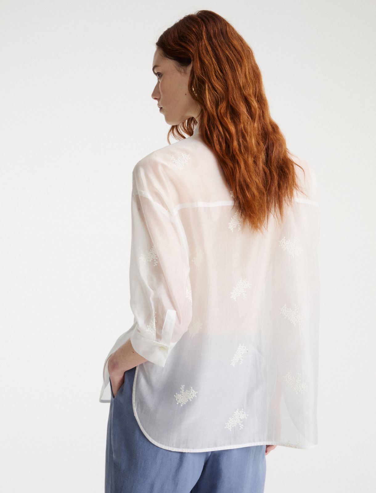 Oversized organza shirt - White - Marella - 3