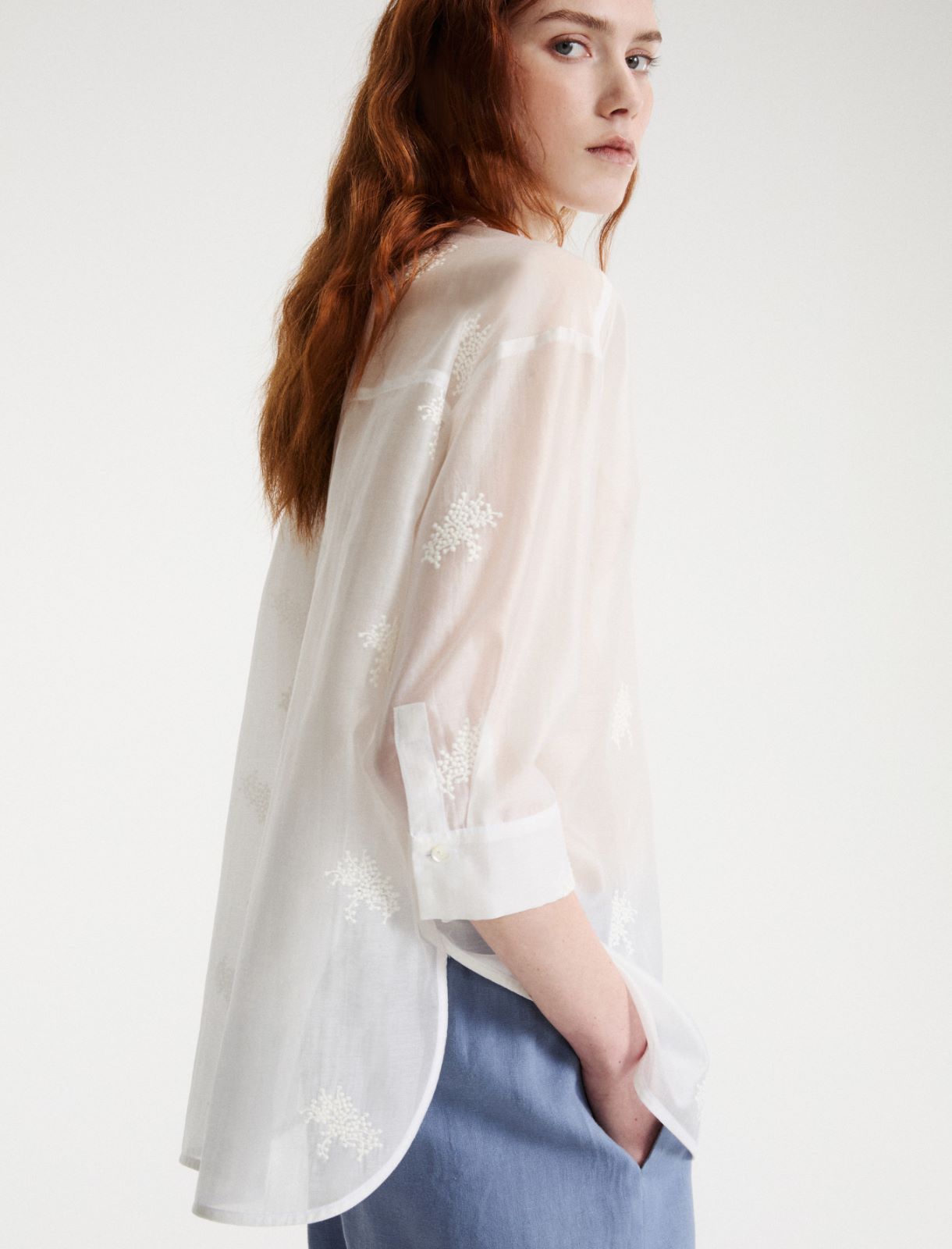 Oversized organza shirt - White - Marella - 6