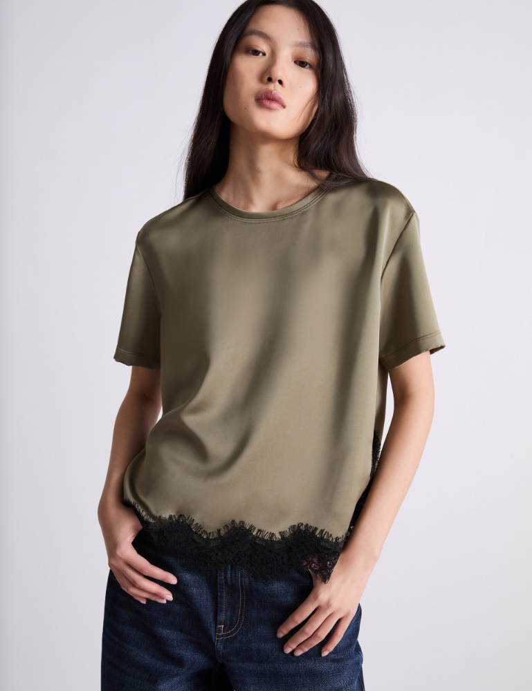 T-shirt in raso con pizzo - Marella