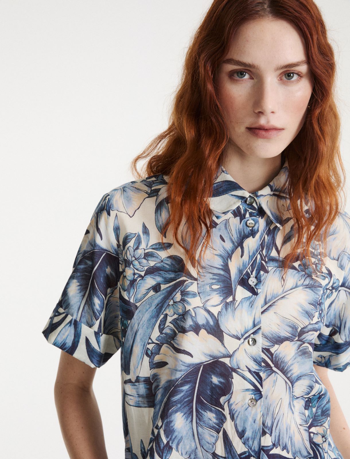 Printed muslin shirt - Light blue - Marella - 5