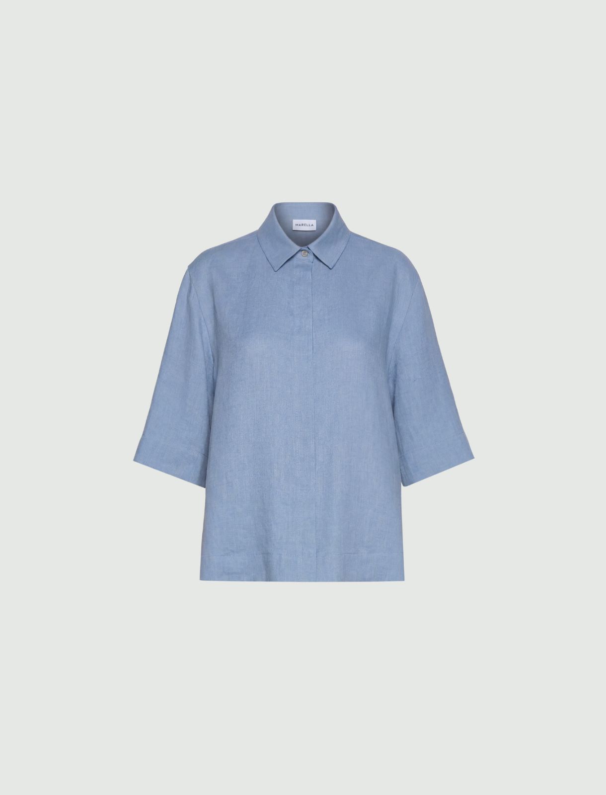 Pure linen cape shirt - Dust blue - Marella