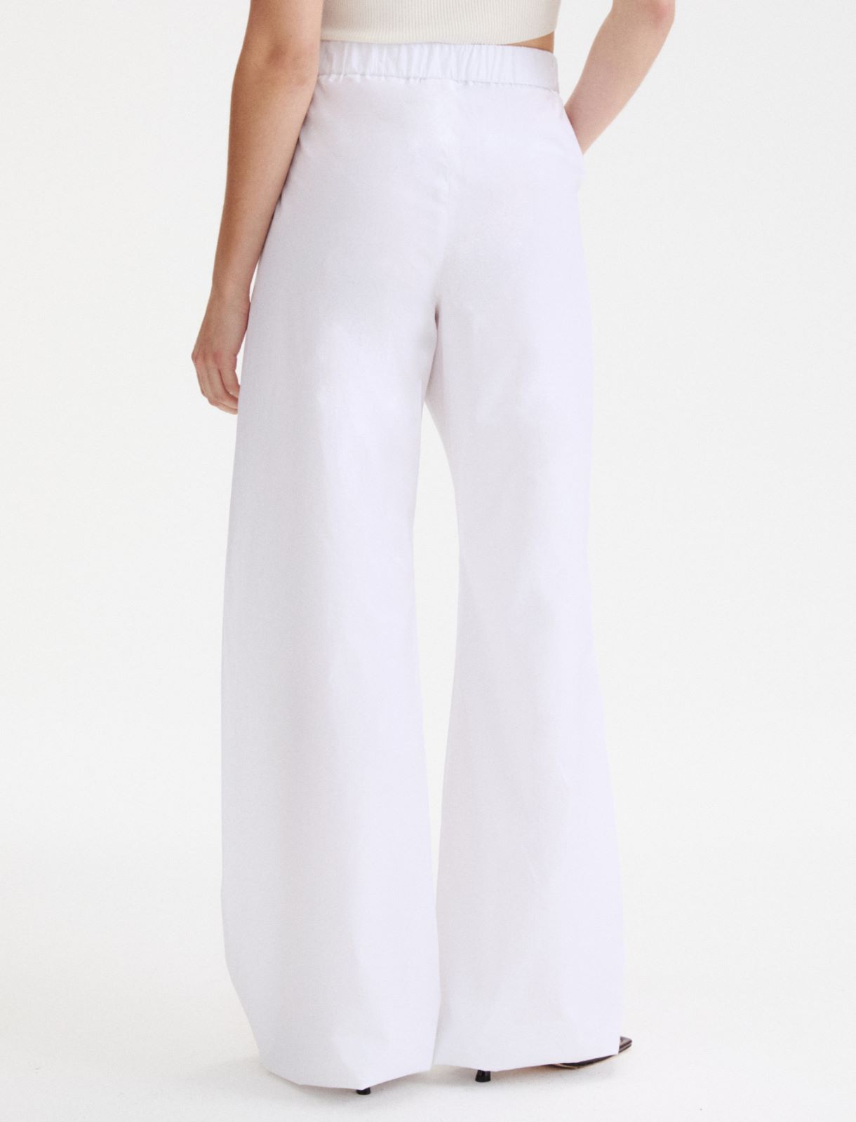 Poplin wide-leg trousers - OPTICAL WHITE - Marella - 3