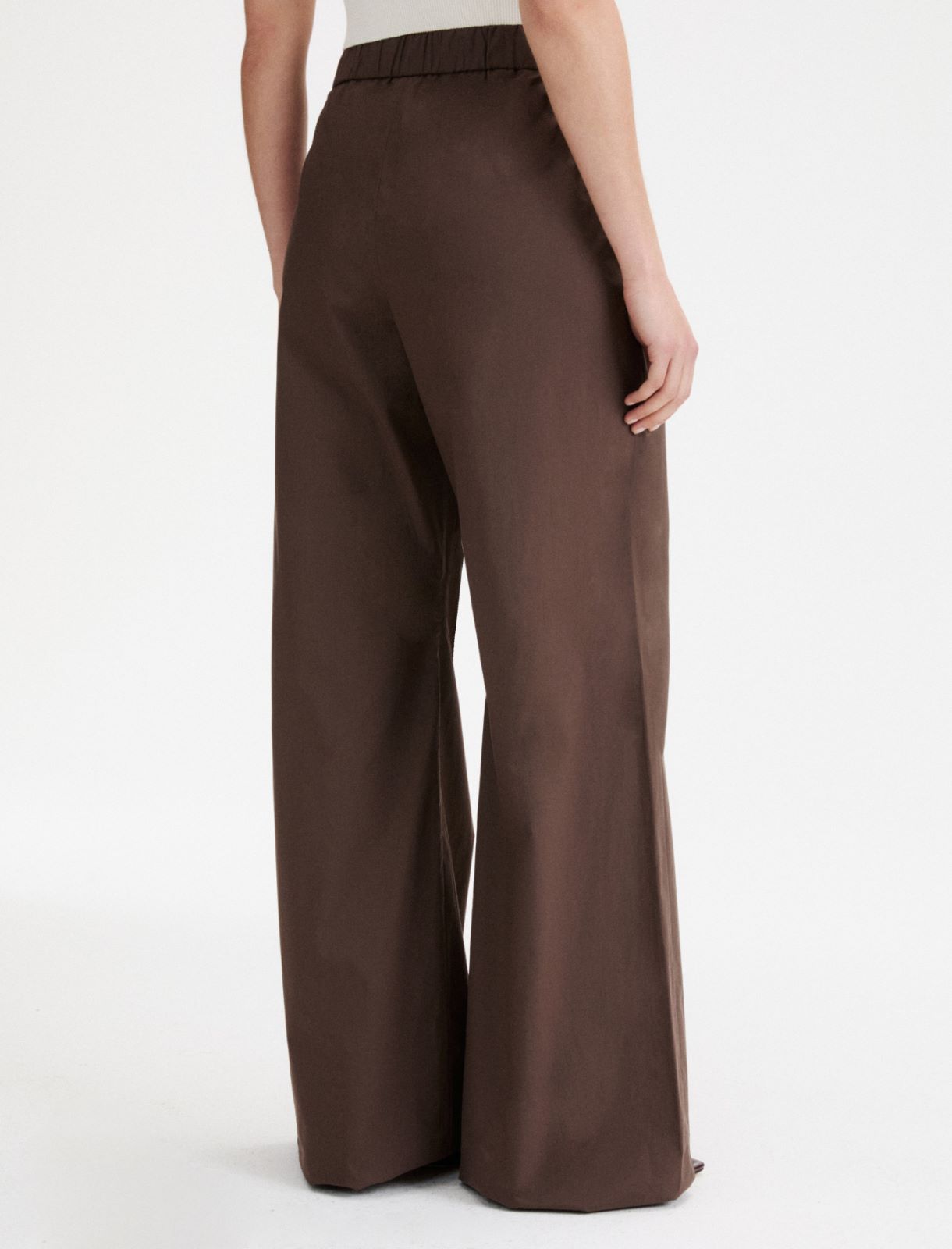 Poplin wide-leg trousers - BROWN - Marella - 3