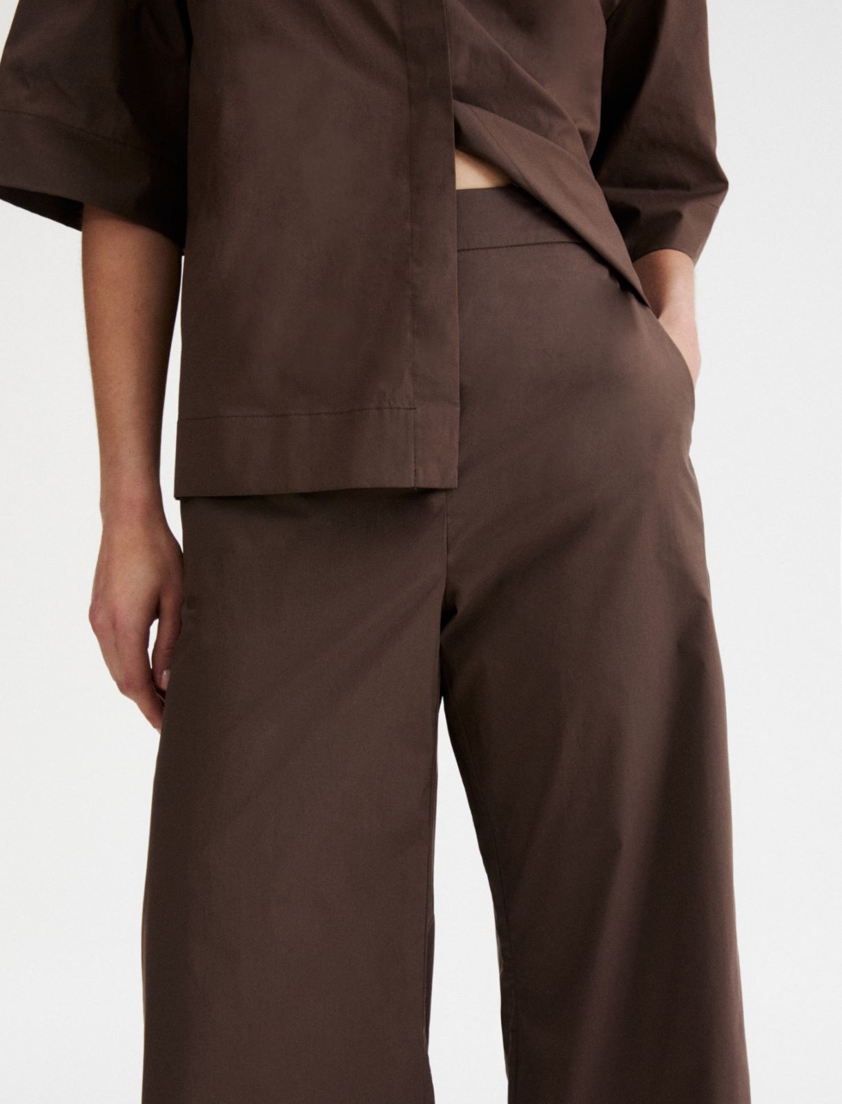 Poplin wide-leg trousers - BROWN - Marella - 5