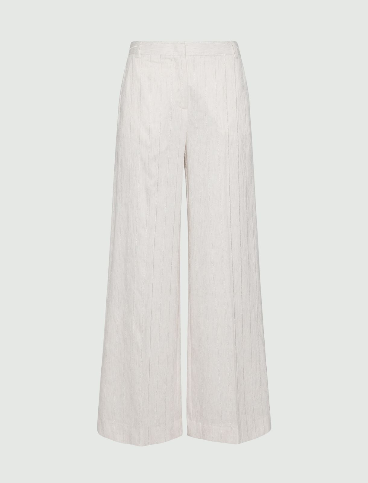 Spodnie wide leg z prążkiem i cekinami - PIASKOWY - Marella