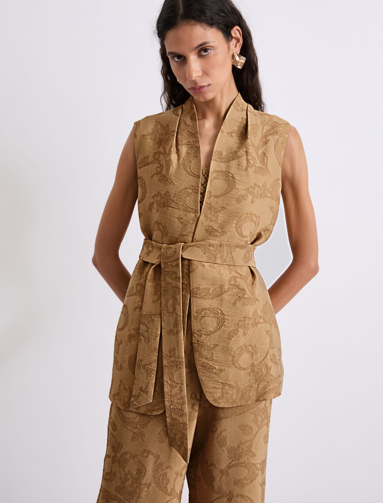 Embroidered sleeveless gilet - BEIGE - Marella - 4