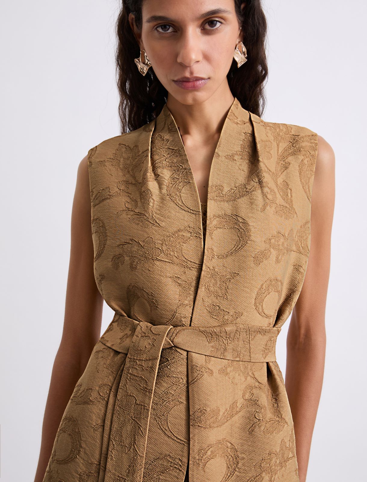 Embroidered sleeveless gilet - BEIGE - Marella - 5