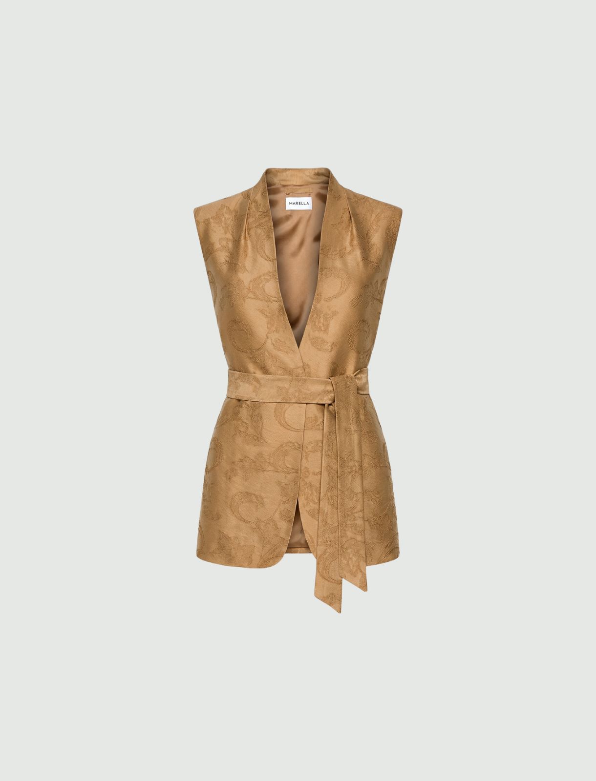 Embroidered sleeveless gilet - BEIGE - Marella