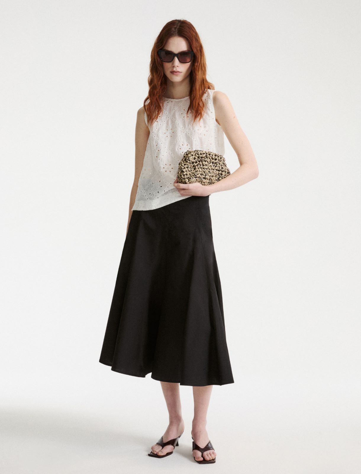 Top z muślinu Sangallo - BIAŁY - Marella - 2