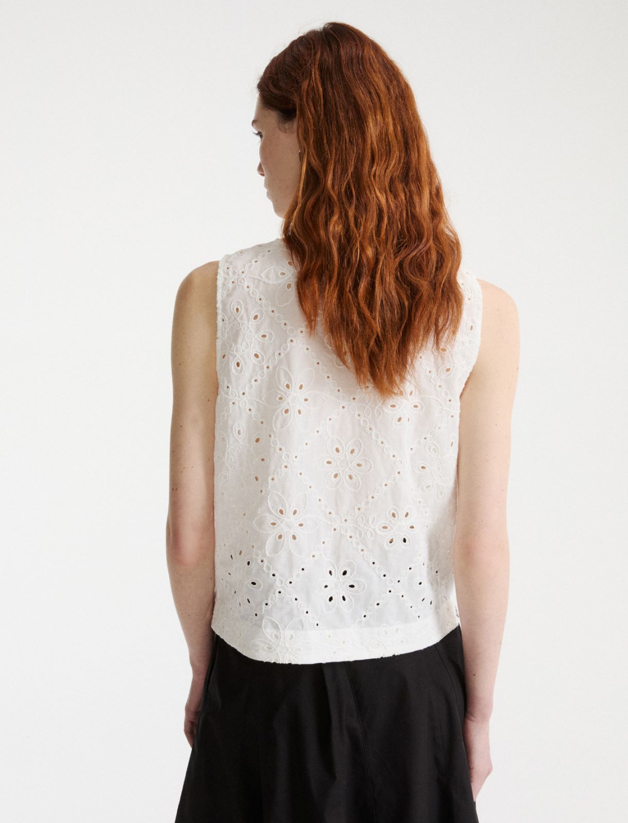 Top z muślinu Sangallo - BIAŁY - Marella - 3