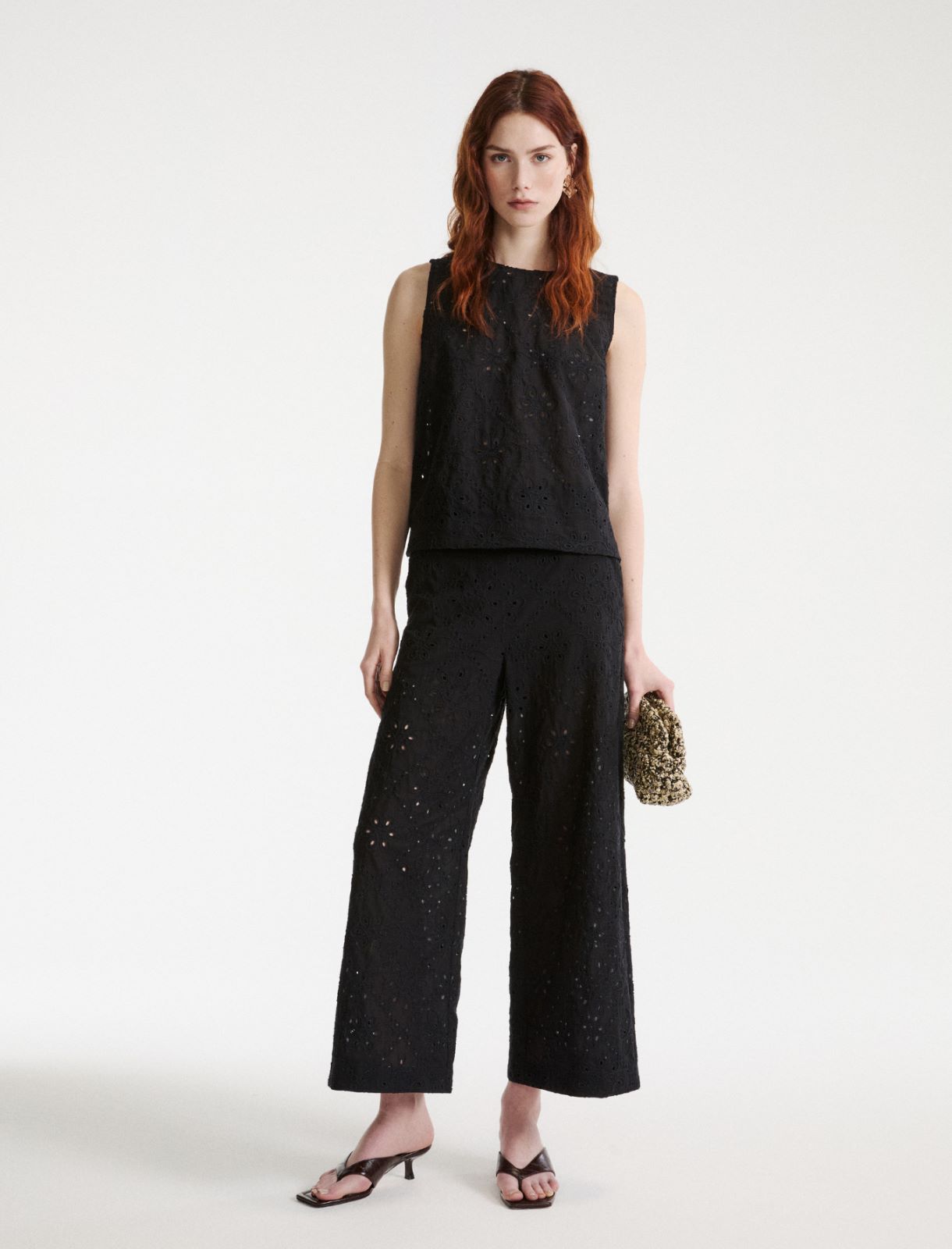 Top z muślinu Sangallo - CZARNY - Marella - 2