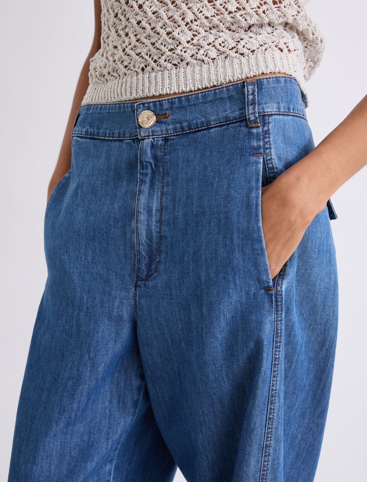 Dżinsy o fasonie barrel - NIEBIESKI DŻINSOWY - Marella - 5