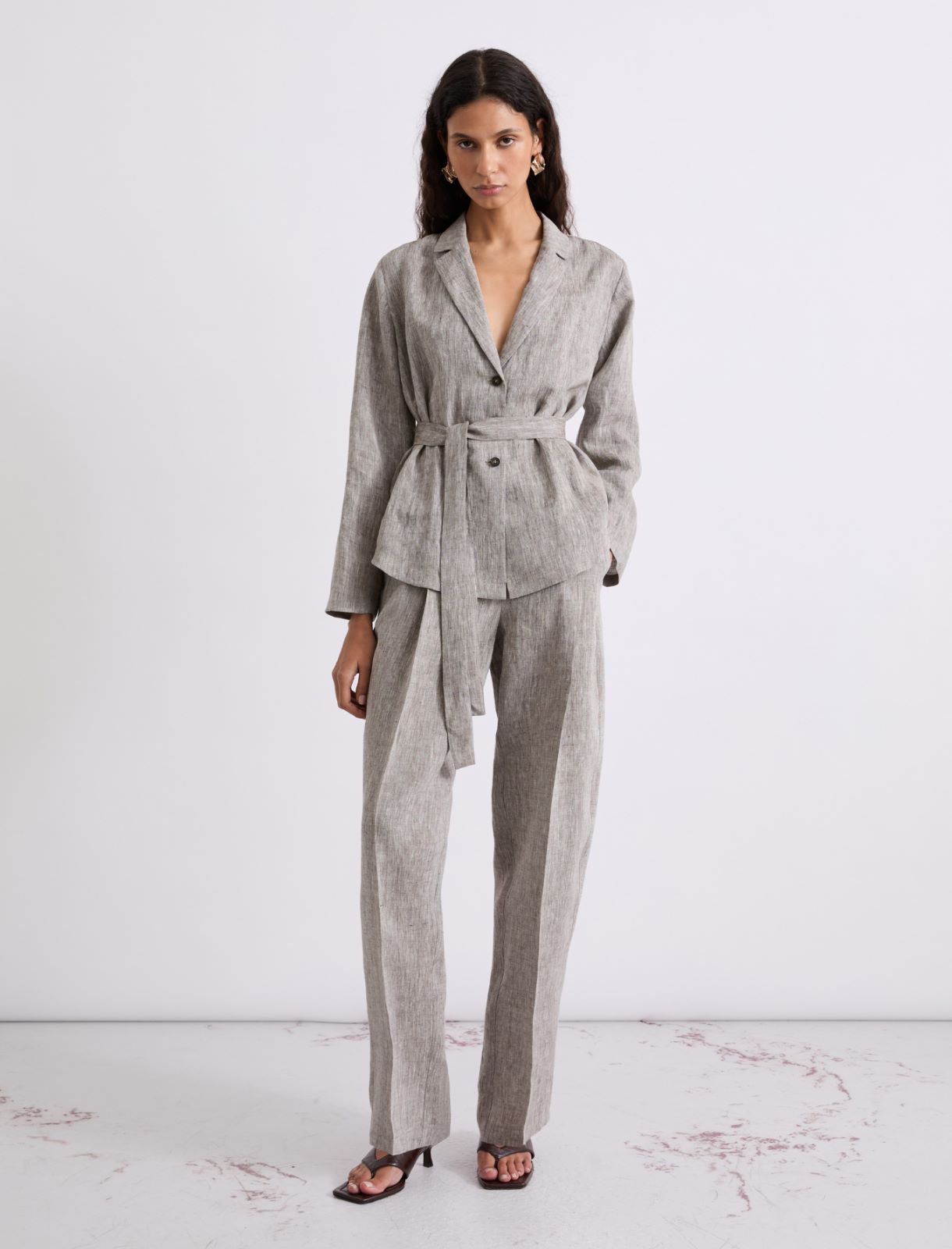 Linen shacket - BROWN - Marella - 2