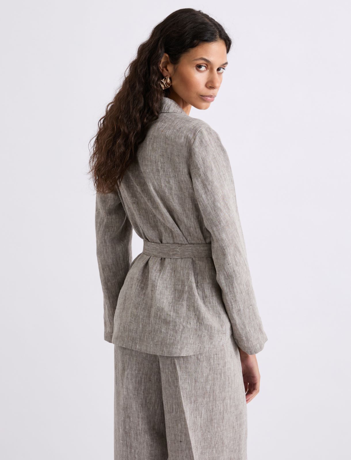 Linen shacket - BROWN - Marella - 3