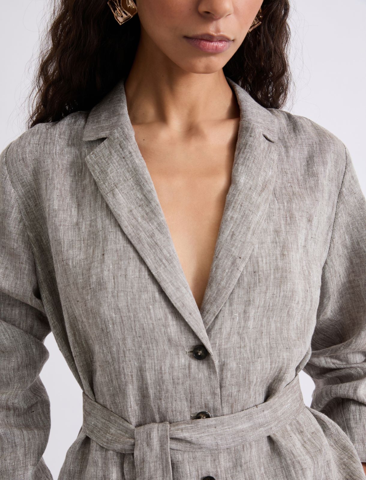 Linen shacket - BROWN - Marella - 5