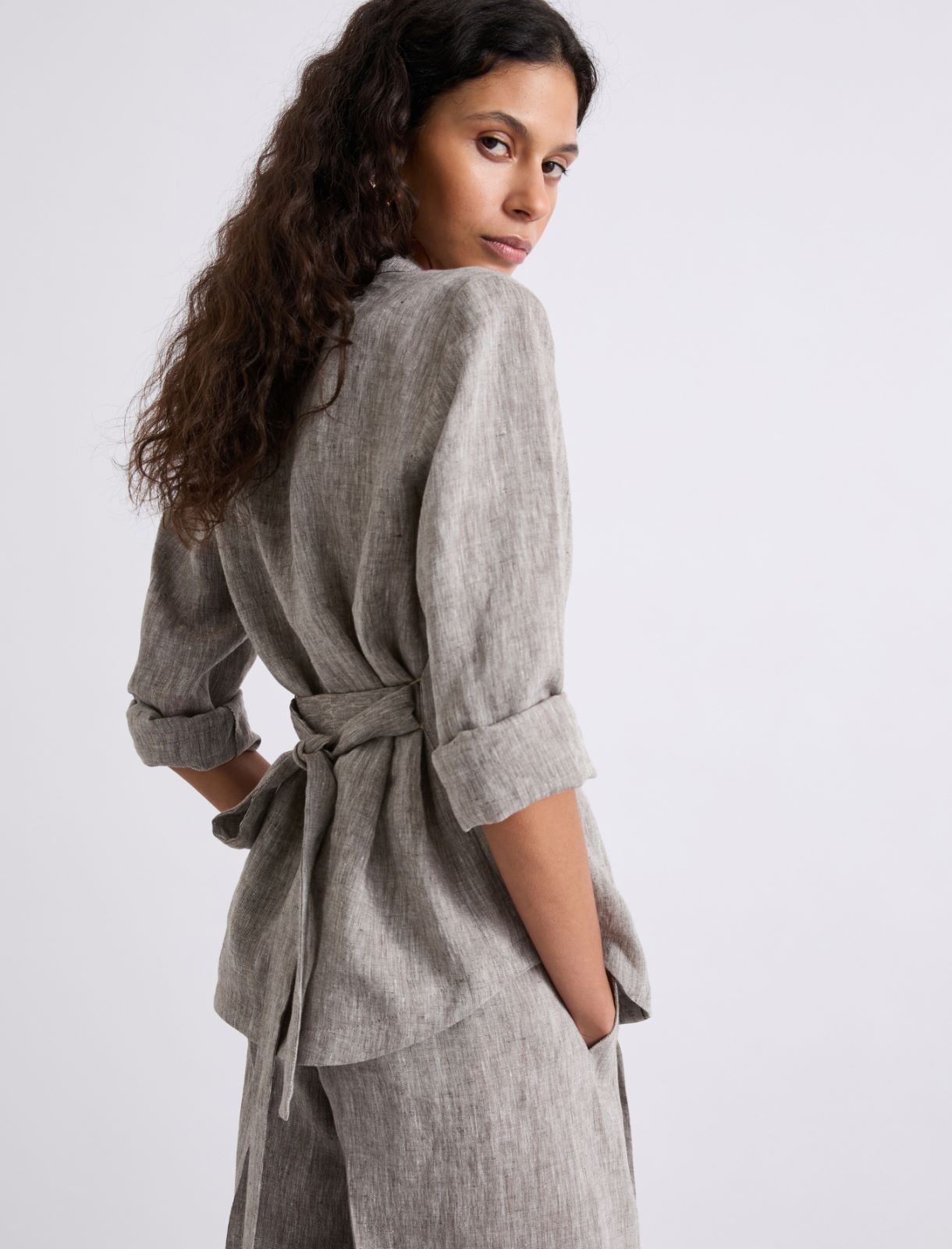 Linen shacket - BROWN - Marella - 6