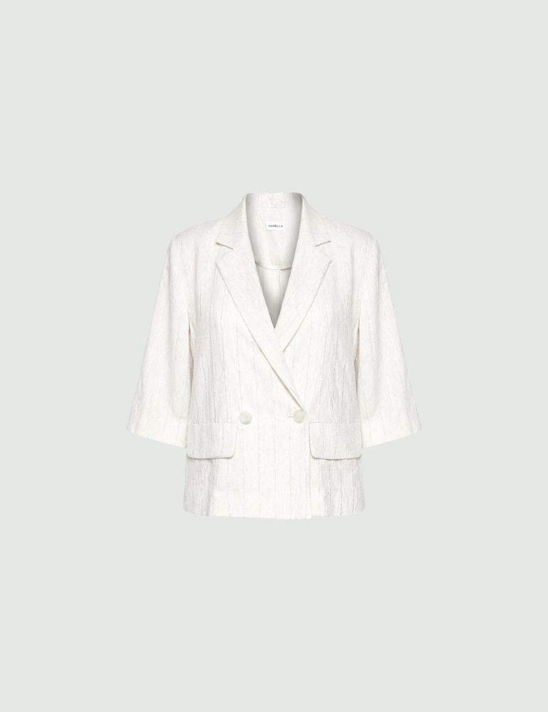 Double-breasted linen and viscose blazer - Marella