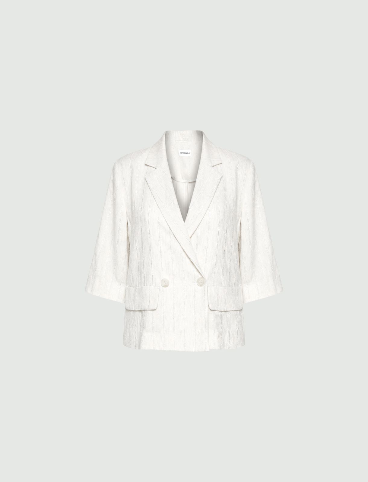 Double-breasted linen and viscose blazer - SAND - Marella
