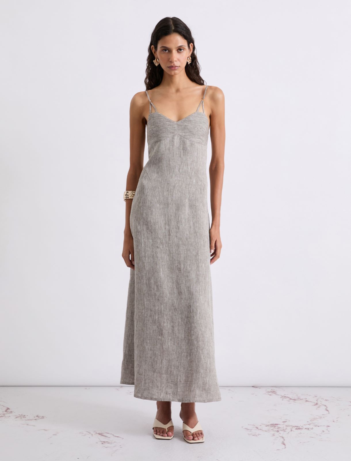 Long linen dress - BROWN - Marella - 2