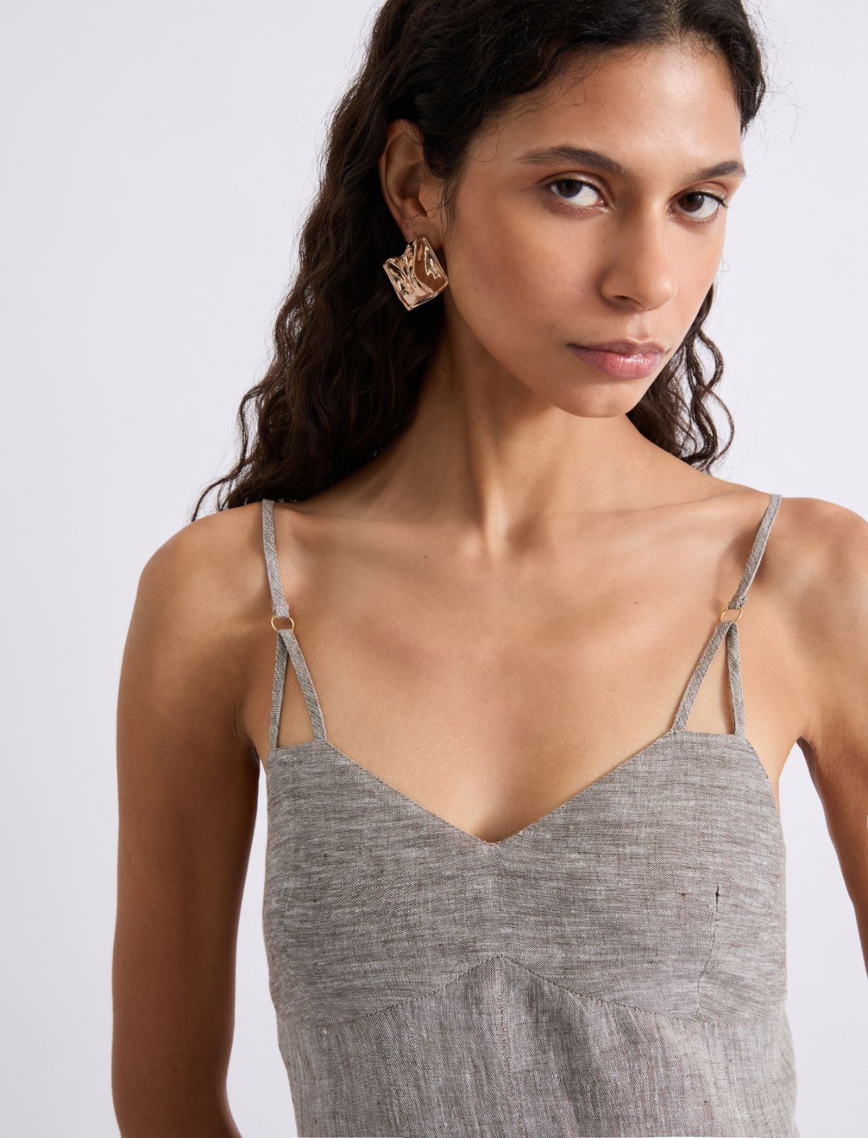 Long linen dress - BROWN - Marella - 5