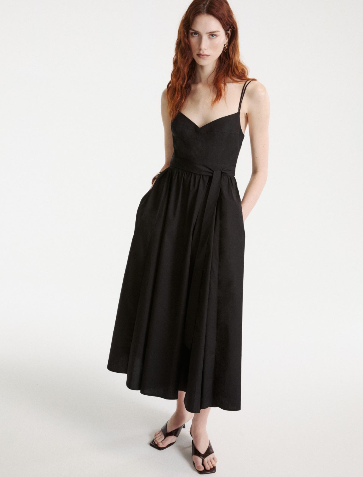 Midikleid aus Popeline - Schwarz - Marella - 4