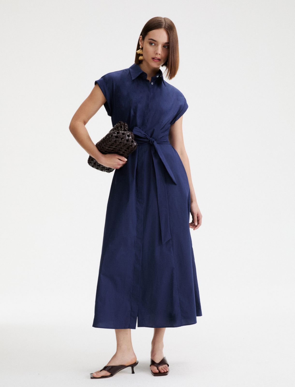 Hemdblusenkleid aus Popeline - BLAU - Marella - 2