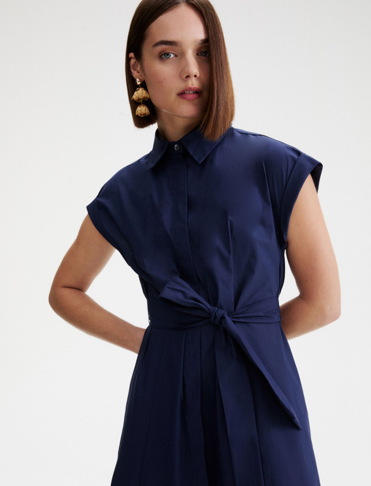Hemdblusenkleid aus Popeline - BLAU - Marella - 5