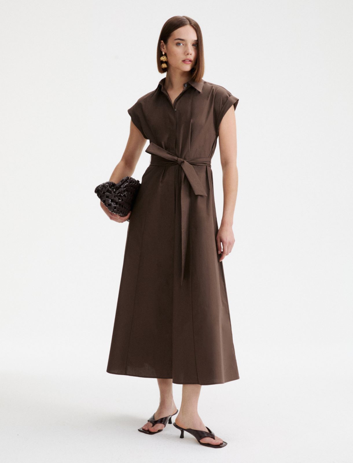 Hemdblusenkleid aus Popeline - BRAUN - Marella - 2