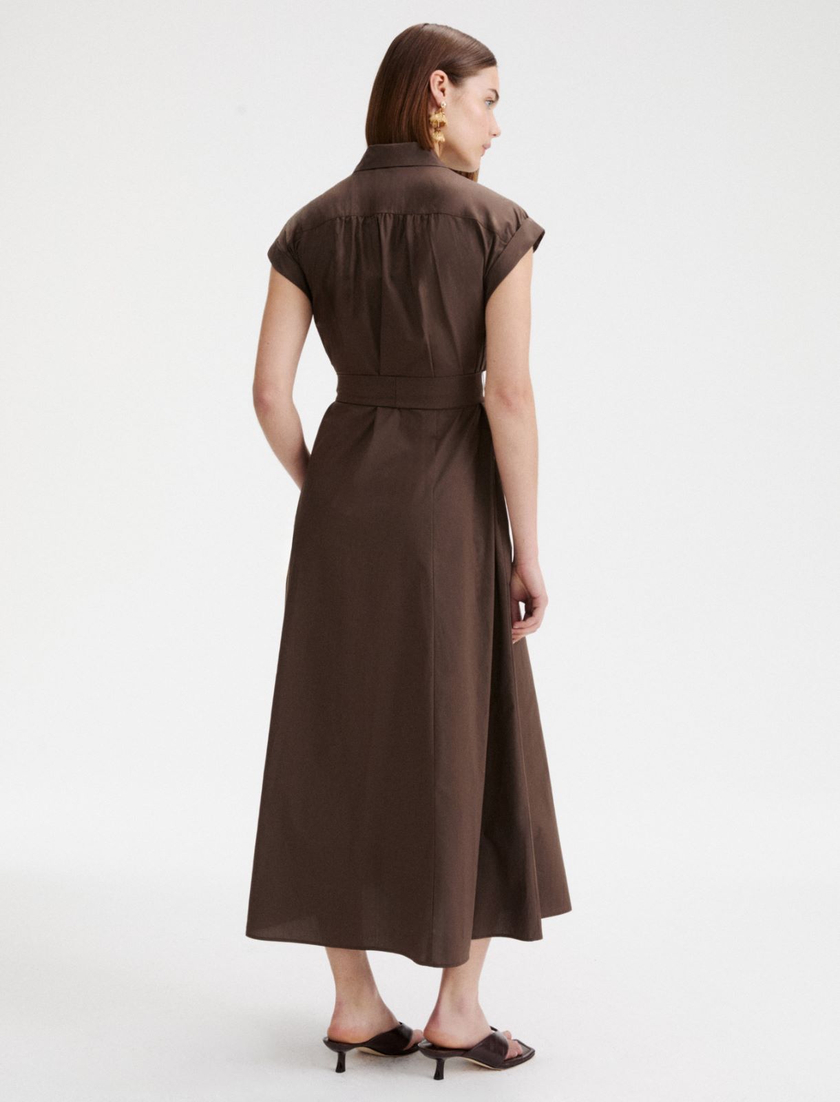 Hemdblusenkleid aus Popeline - BRAUN - Marella - 3