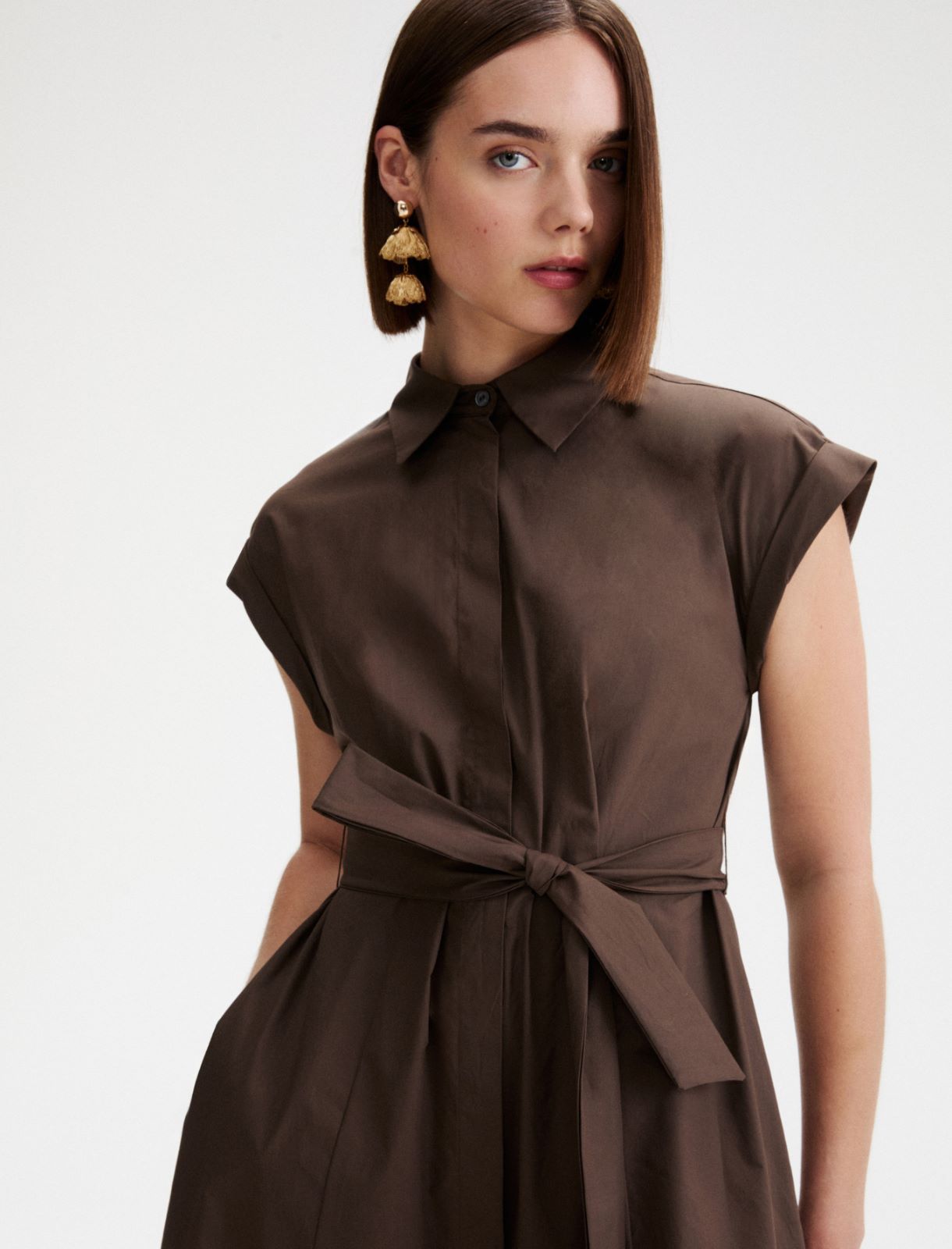 Hemdblusenkleid aus Popeline - BRAUN - Marella - 5