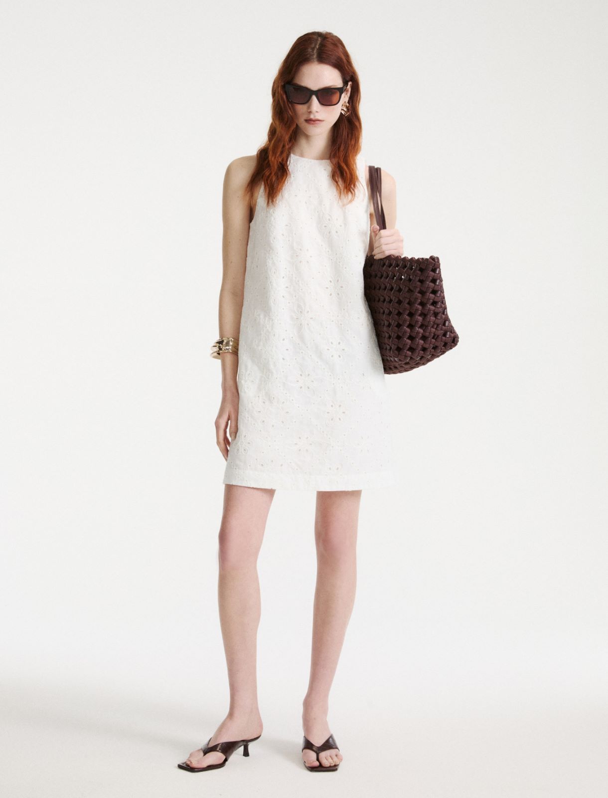 Ausgestelltes Kleid aus Musselin in der Optik von St. Galler Spitze - WEISS - Marella - 2