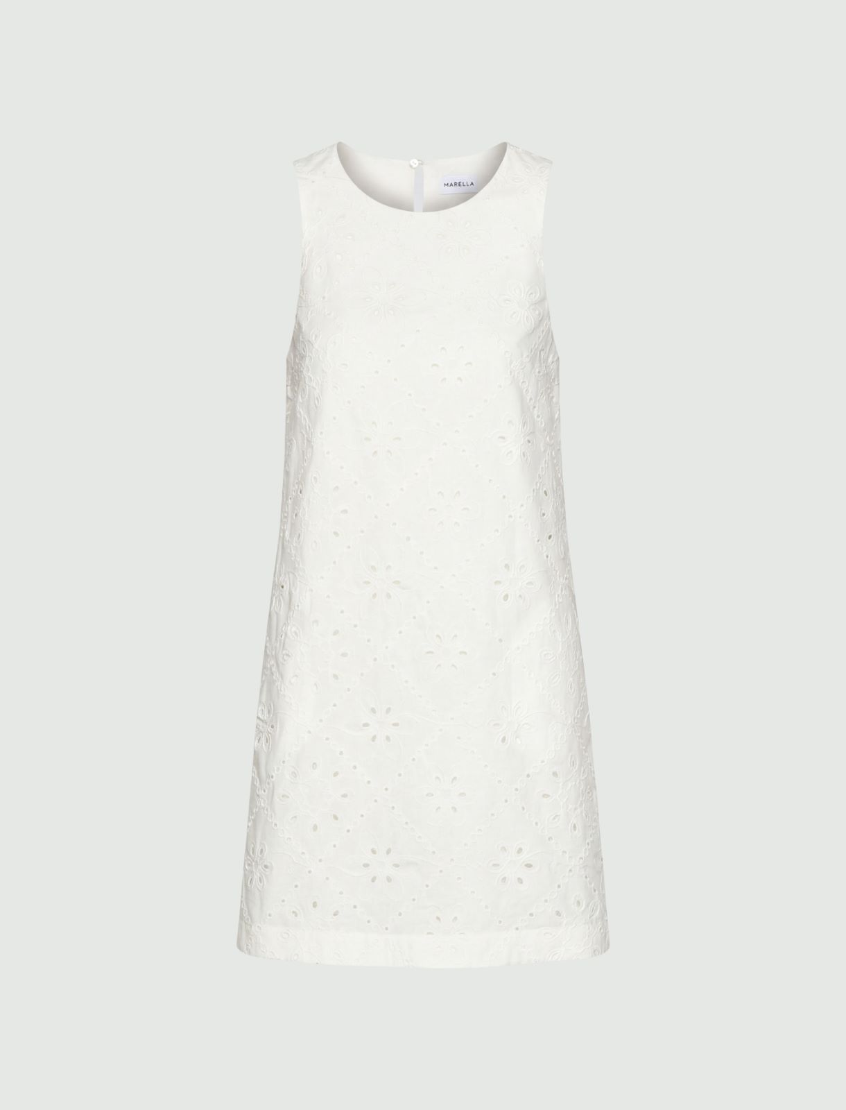 Ausgestelltes Kleid aus Musselin in der Optik von St. Galler Spitze - WEISS - Marella