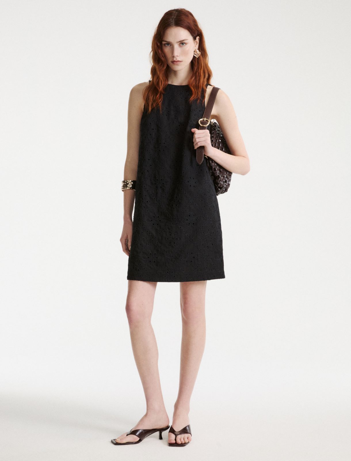 Ausgestelltes Kleid aus Musselin in der Optik von St. Galler Spitze - SCHWARZ - Marella - 2