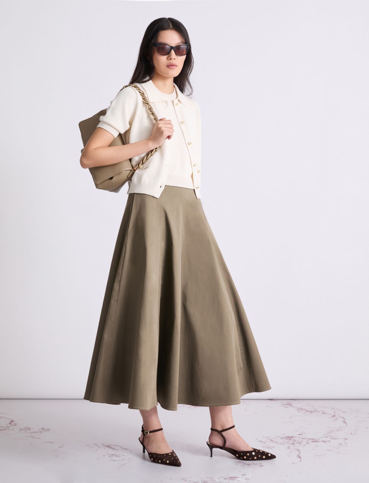 Cotton and silk cardigan - CREAM - Marella - 2