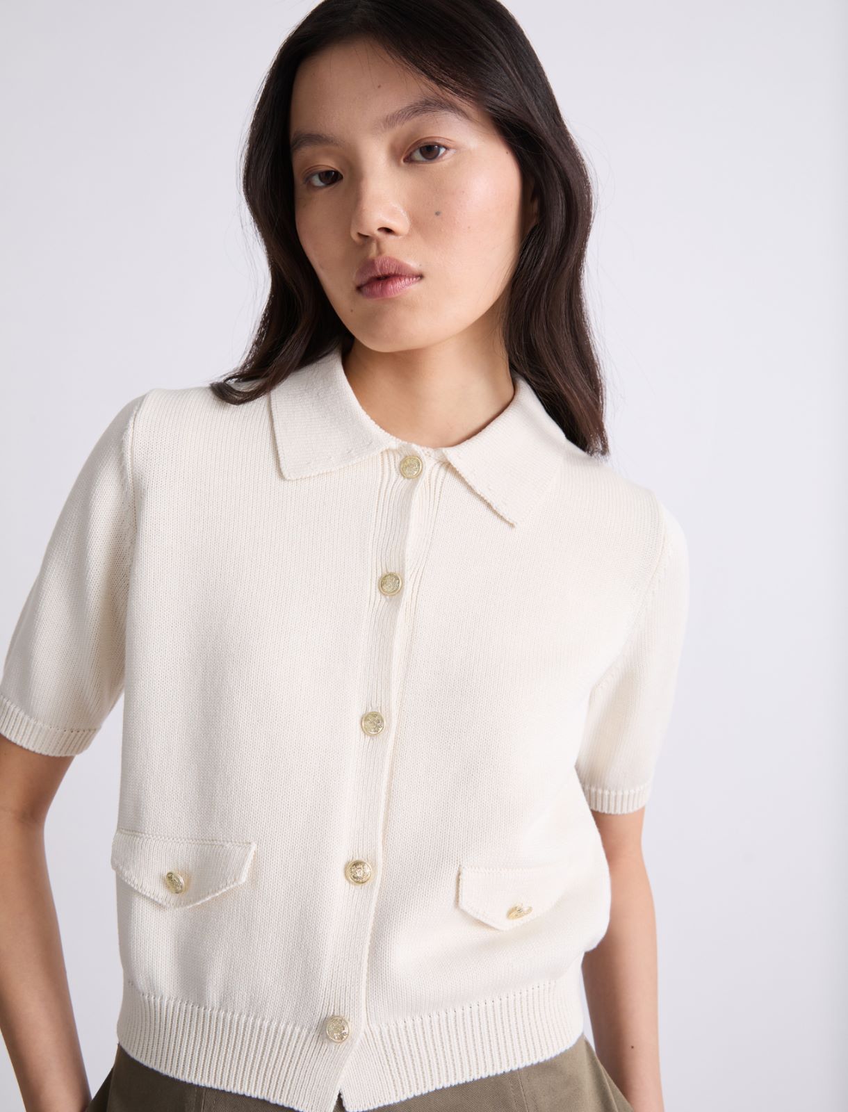 Cotton and silk cardigan - CREAM - Marella - 5