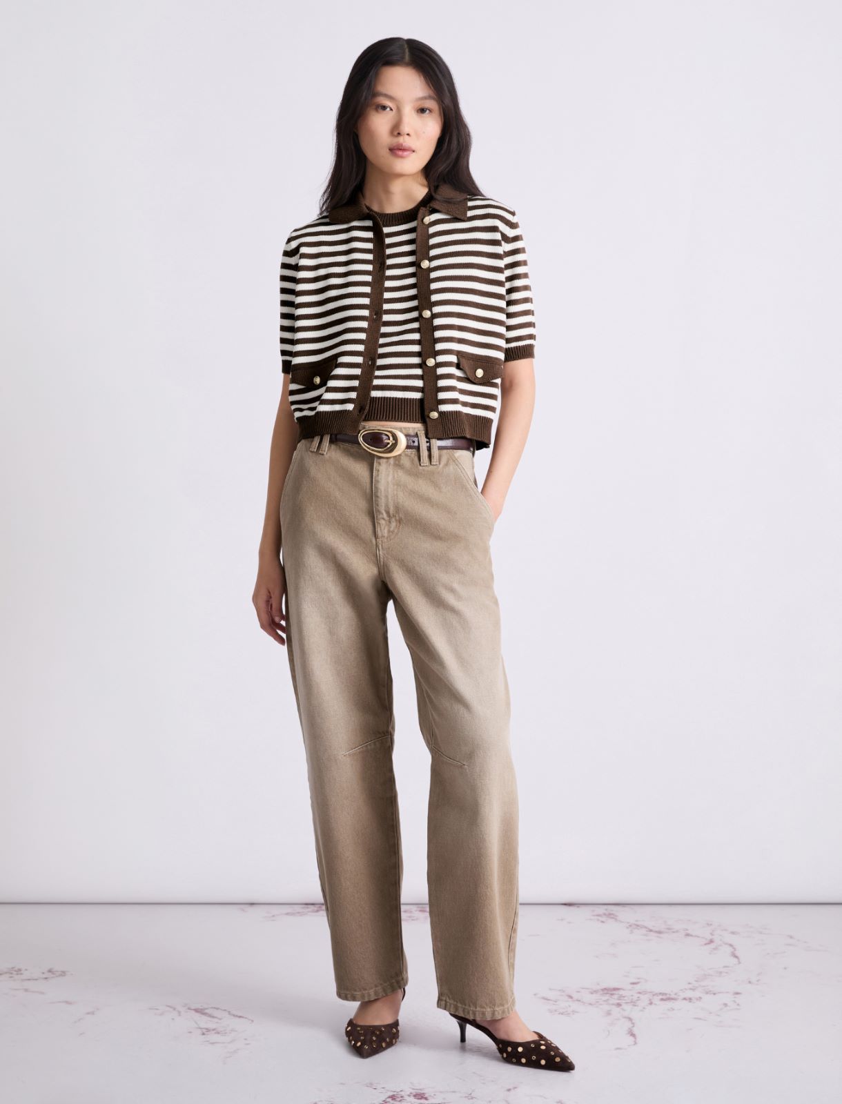 Sleeveless cotton and silk top - BROWN - Marella - 2