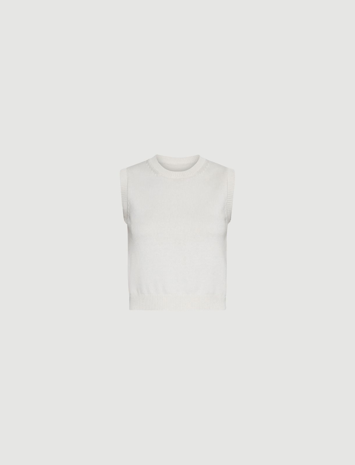 Sleeveless cotton and silk top - CREAM - Marella