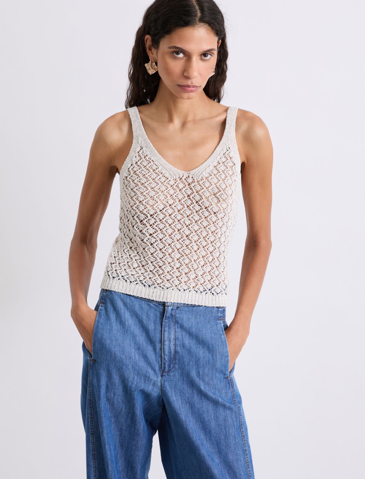 Openwork top - CREAM - Marella - 4