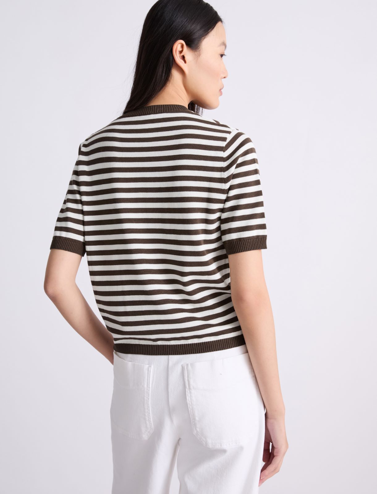 Short-sleeved cotton and silk sweater - BROWN - Marella - 3