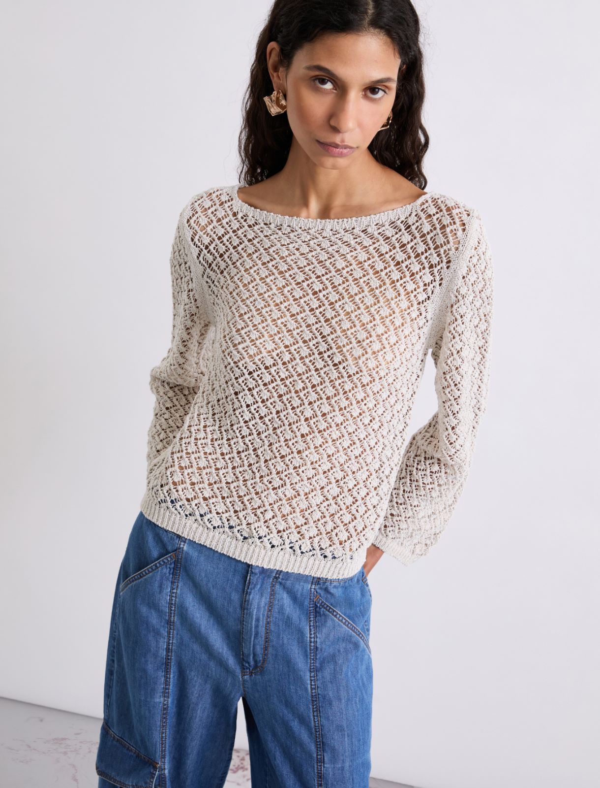 Boxy-Pullover mit Lochmuster - SAHNE - Marella - 4