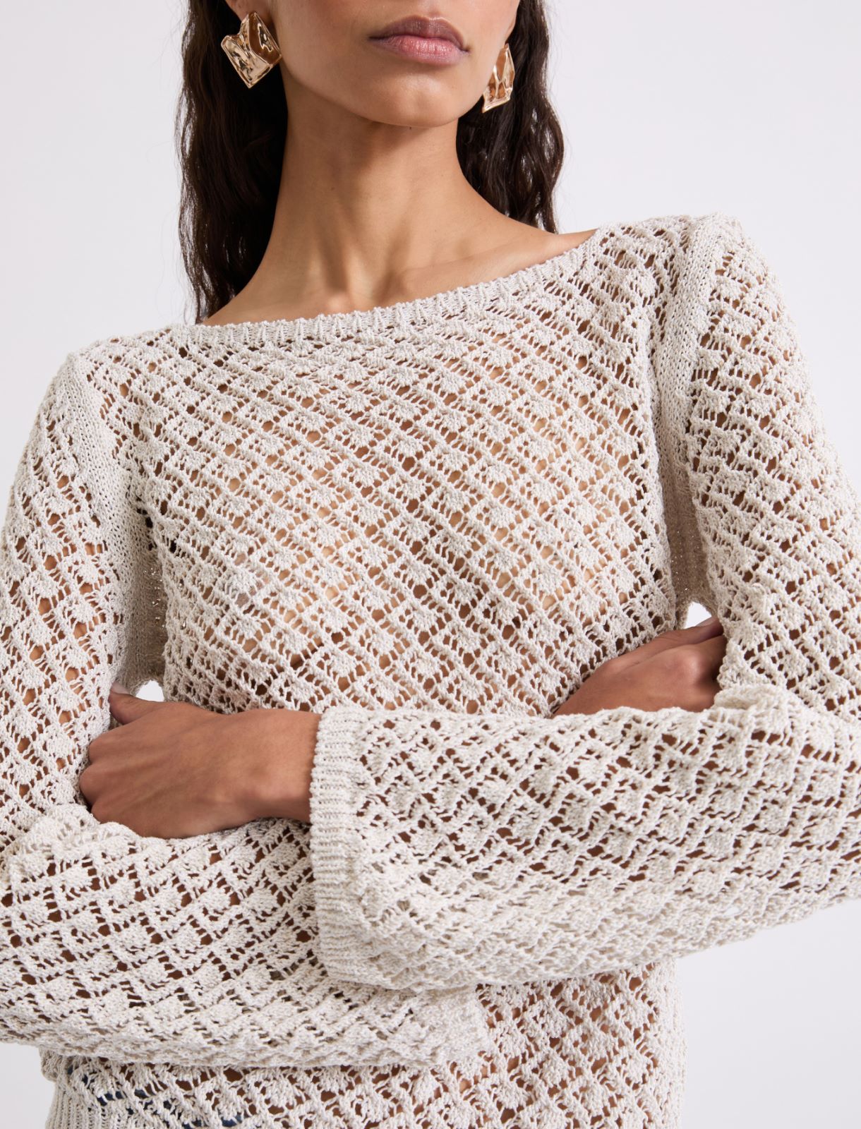 Boxy-Pullover mit Lochmuster - SAHNE - Marella - 5