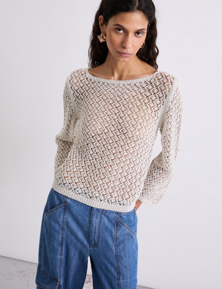 Boxy-Pullover mit Lochmuster - Marella