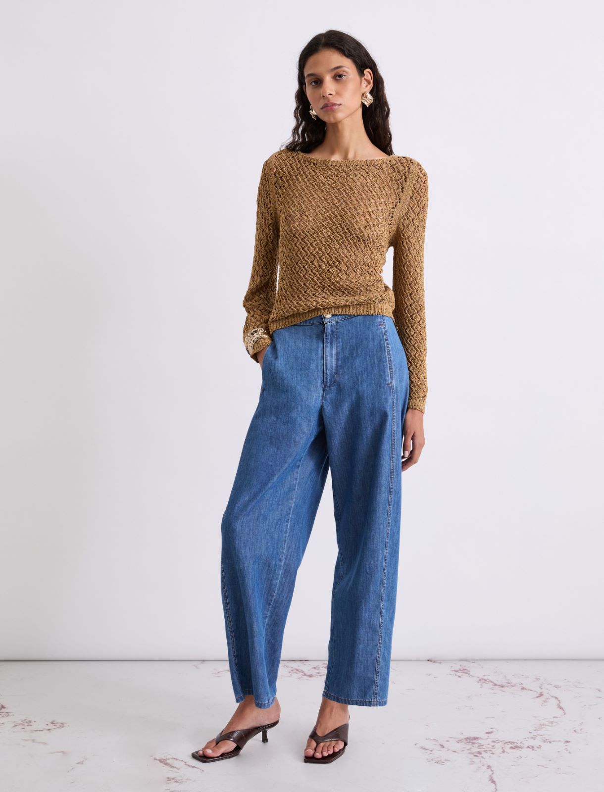 Boxy-Pullover mit Lochmuster - BEIGE - Marella - 2