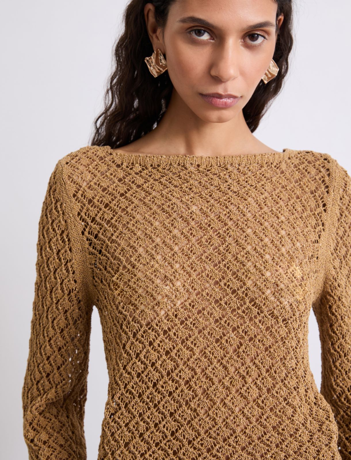 Boxy-Pullover mit Lochmuster - BEIGE - Marella - 5